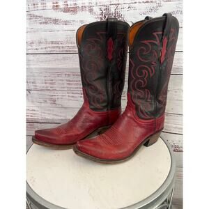 Lucchese 1883 Dana Womens Red Burnished Goat Leather Cowboy Western Boots SZ 8